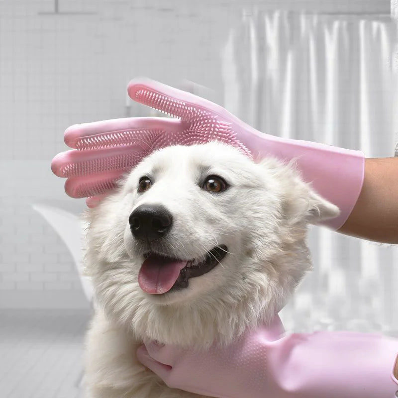 New magic Silicone Body Pet Bathing Gloves for Animal Perfect Bathe Shampoo Dog &Cat Brush Gloves