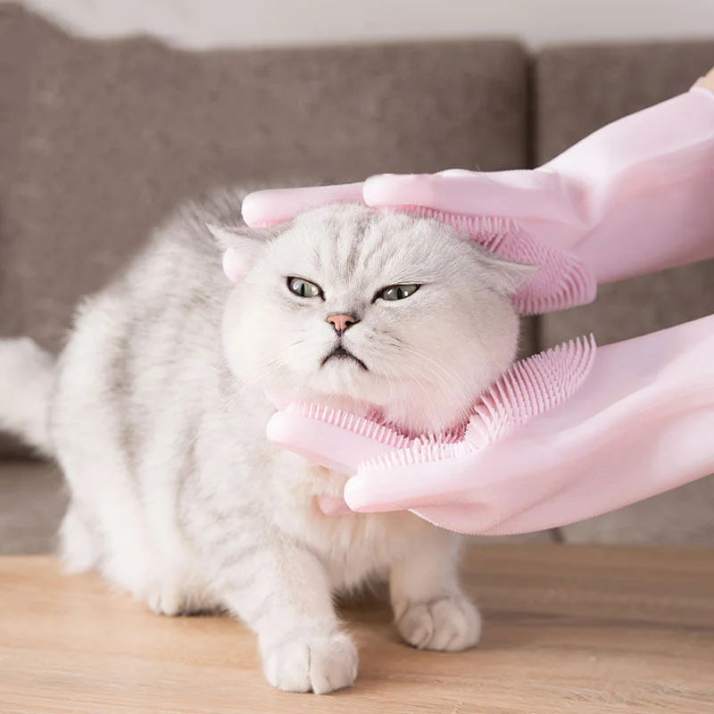 New magic Silicone Body Pet Bathing Gloves for Animal Perfect Bathe Shampoo Dog &Cat Brush Gloves