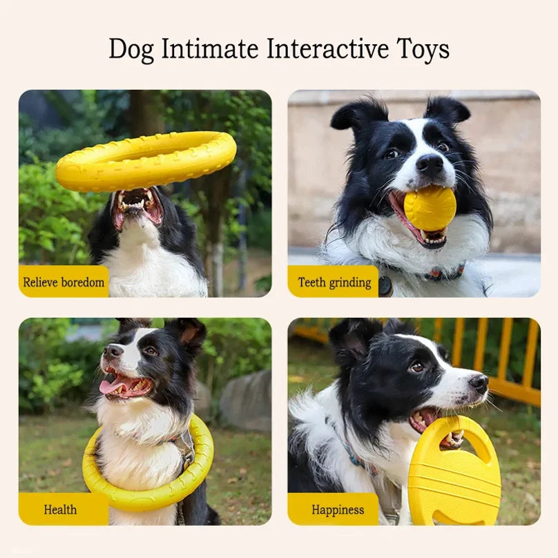 EVA Durable Dog Toys 4 Pack  Flying Disc + Ball + Tug Rope for Puppy&Adult Dogs  Chew-Proof Teeth Cleaning Set